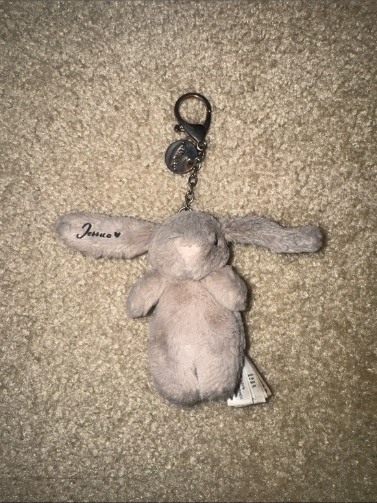 Jellycat Other - Jellycat Taupe Plush Bunny Keychain with Script Ear (Jessica)